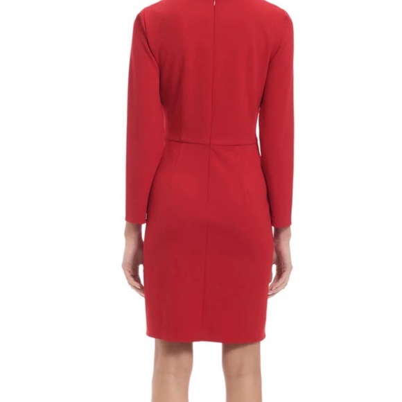 TAIS Afer classic Red Pencil Dress 3/4 Sleeves round Neck women's size medium - Picture 2 of 10